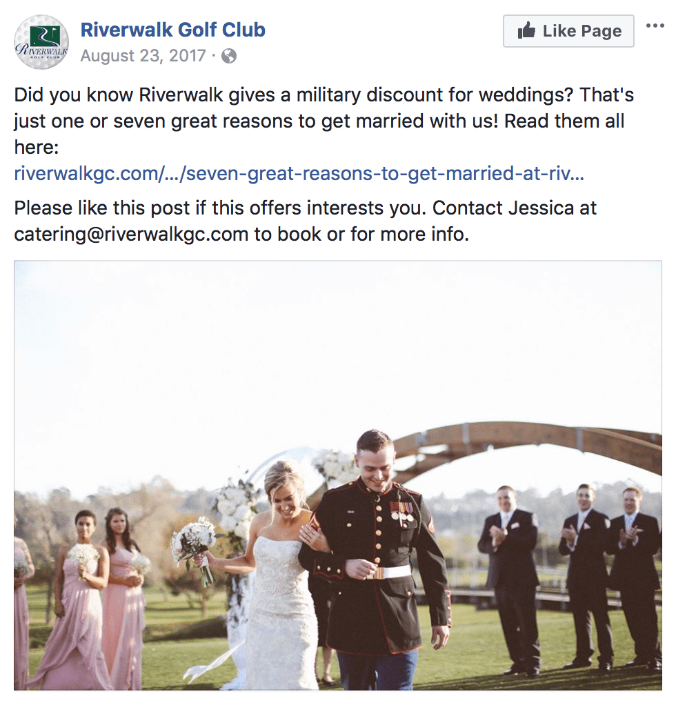 Golf Course Wedding Promotion on Social Media